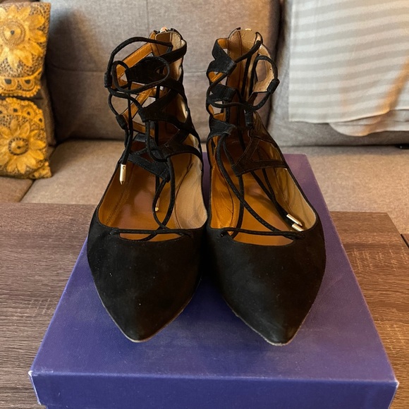 Aquazzura Black Suede Lace-up flats! OBO - Picture 2 of 3